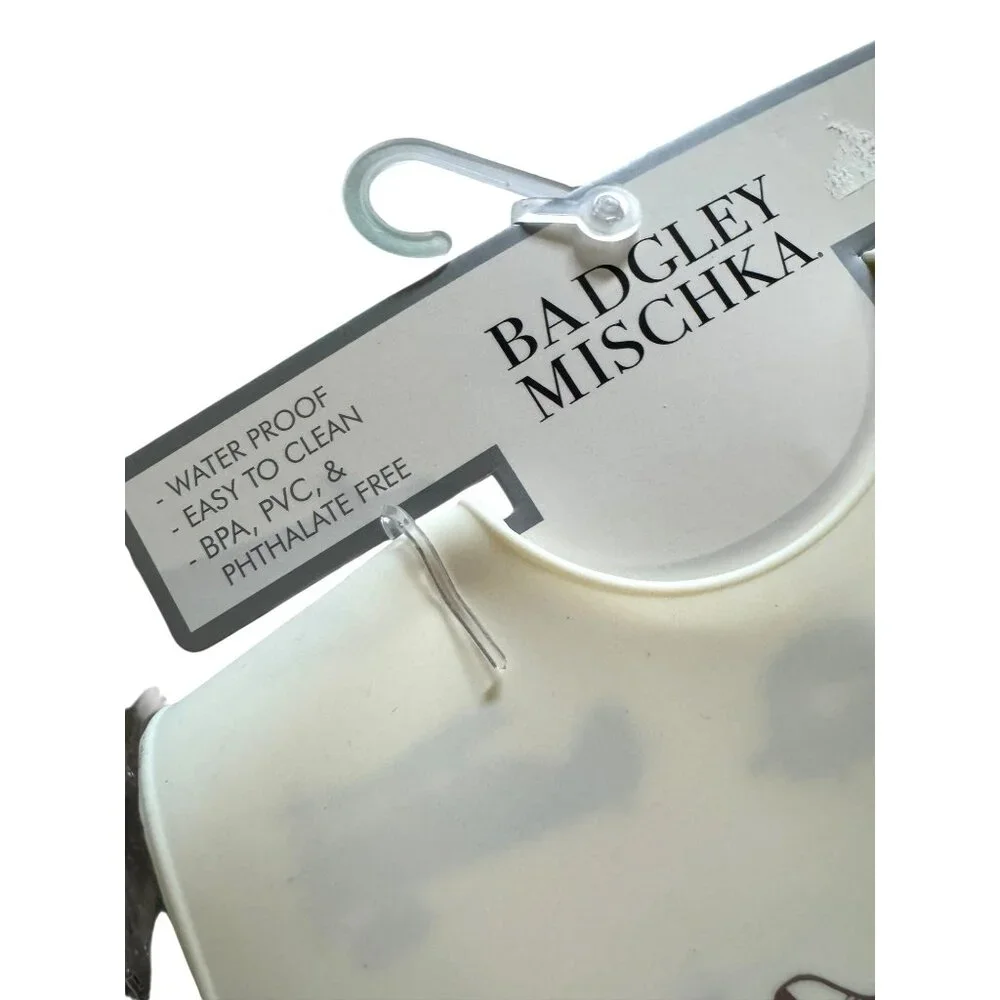 (2) Badgley Mischka Waterproof Silicone Baby Bibs W/ Aeroplane Design BPA-Free E
